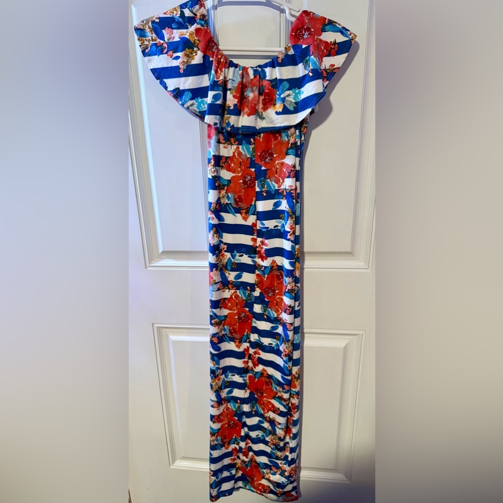 Floral Striped Maxi Dress - Picture 4 of 5
